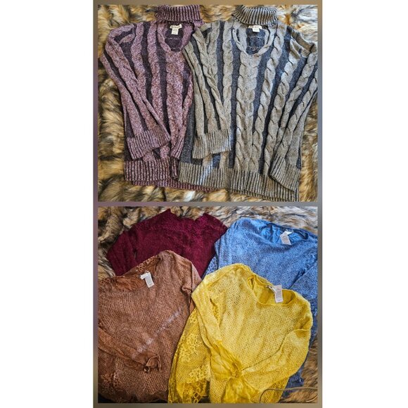 Fuzzy Furry Eyelash Sweater Lot of 6 Indigo Thread Kate & Mallory